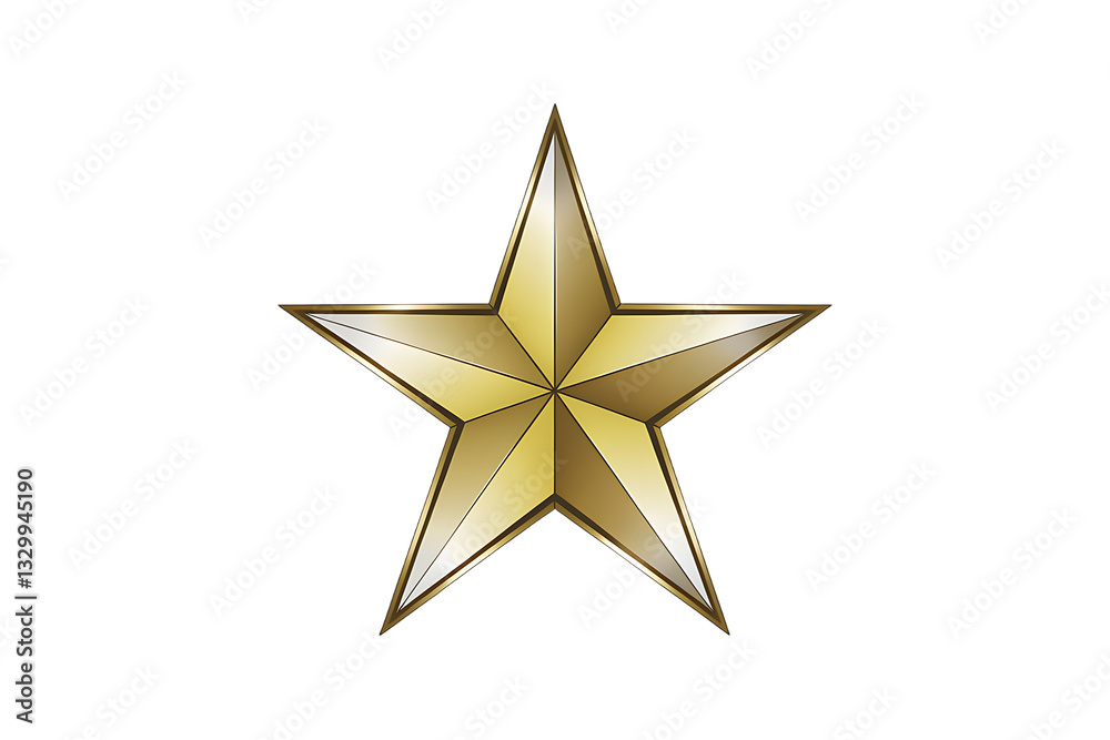 Fototapeta premium A Gleaming Golden Five-Pointed Star Graphic Design Isolated, Transparent Background, Cutout
