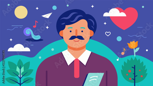 A nostalgic soul evoking memories and emotions through their heartfelt poetry and prose about the joys and sorrows of their boomer years.. Vector illustration