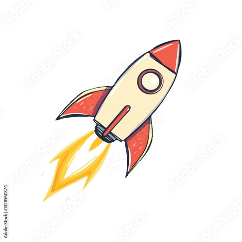 Rocket Launch into Space Coloring Outline