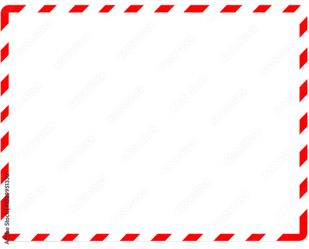 Fototapeta premium Rectangle christmas candy cane frame vector illustration. Xmas and happy new year decorative border. Red white decoration element vector png