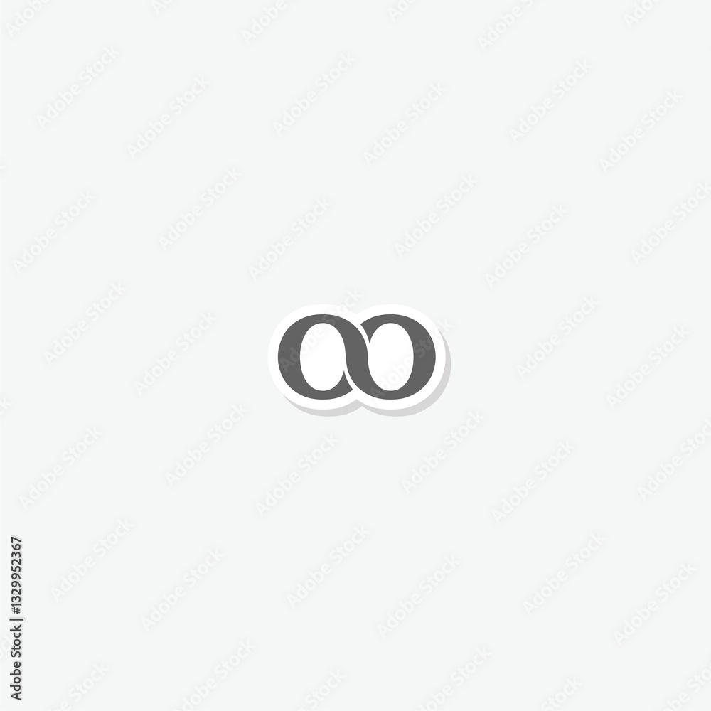 Letter OO infinity logo sticker isolated on gray background Letter OO infinity logo sticker isolated on gray background