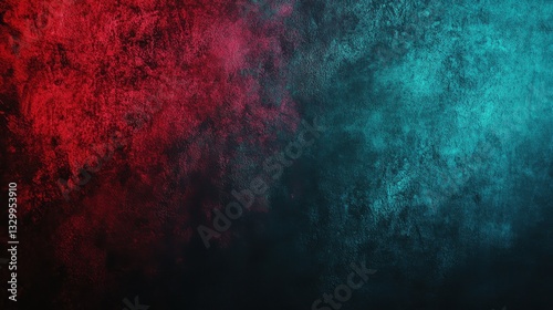 Abstract grainy gradient background, red teal color shape, black backdrop, noisy texture, dark banner poster header design featuring a bold red blending into cool teal