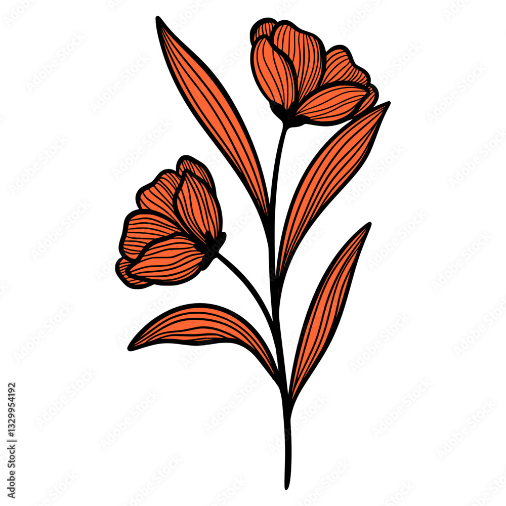Obraz premium Line Art Leaves Design Illustration