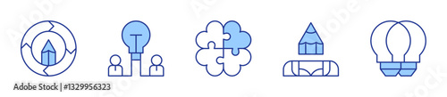 blended learning, knowledge, puzzle, creative process, creative thinking. Creativity Icon vector illustration. Line Duotone style. Editable stroke