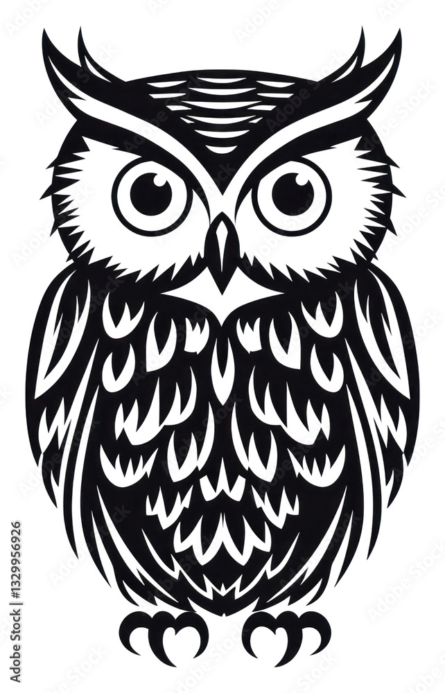 Fototapeta premium PNG Night owl drawing animal sketch.