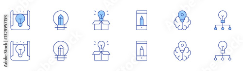 Creativity icon set in two styles, Duotone and Thin Line style. Editable stroke. creativity, creative, idea, extraordinary