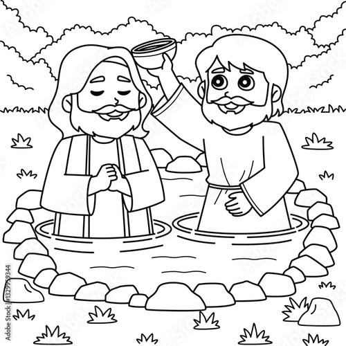 Baptism of Jesus Coloring Page for Kids 
