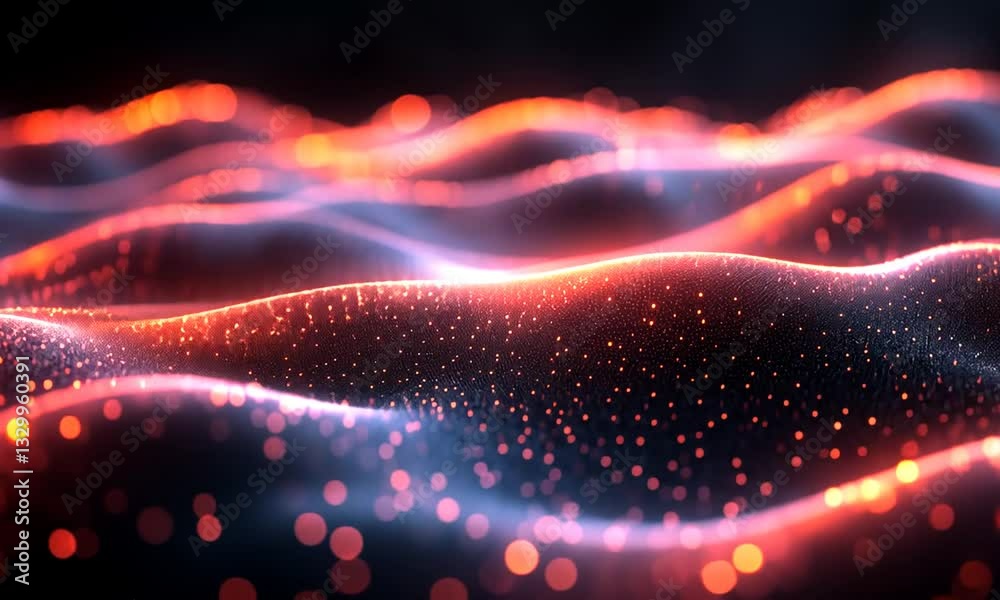 Abstract waves of glowing red and purple light create a dynamic visual effect in a dark setting Abstract waves of glowing red and purple light create a dynamic visual effect in a dark setting