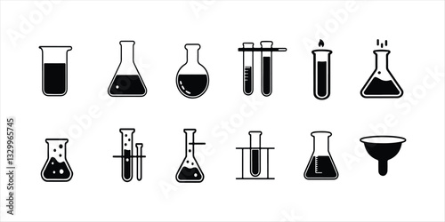 Liquid test tube icon vector on white background. science laboratory icon set.