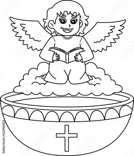Baptism Angel Base Baptismal Font Isolated 