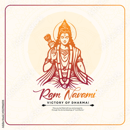 Ram Navami Festival Background with Lord Rama Silhouette