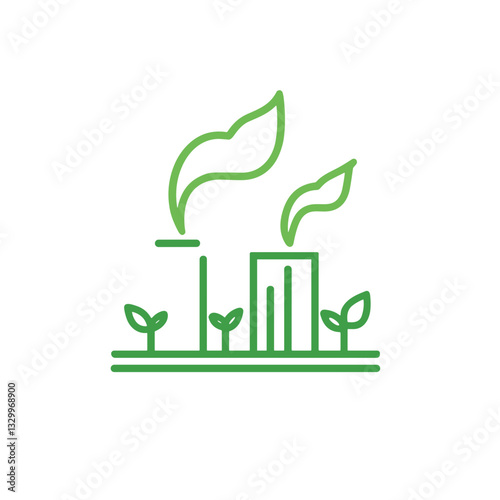 Green city landscape with plants and smokestacks for World Environment Day celebration