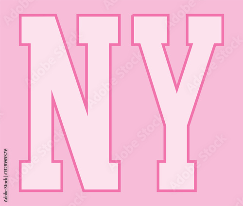
NY New York oversized letters modern college pink  USA team College Campus University Tshirt Graphic Fashion logo Trending Apparel Cute Emblem Slogan 