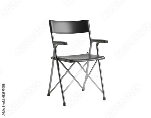 Black folding chair isolated on transparent background