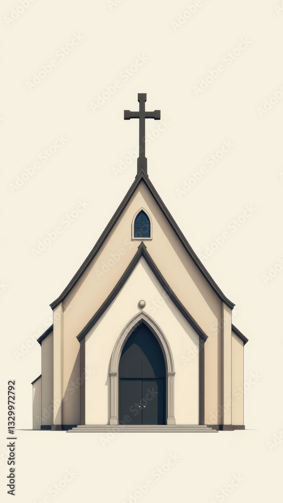 An artistic representation of a Christian church with a prominent cross. An artistic representation of a Christian church with a prominent cross.