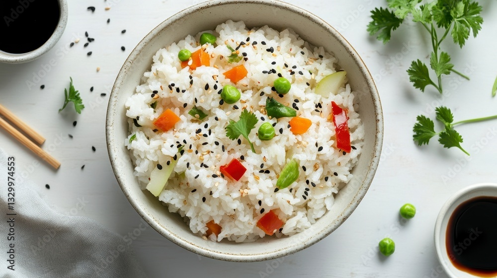 Fresh Vegetable Rice Bowl with Spices Fresh Vegetable Rice Bowl with Spices