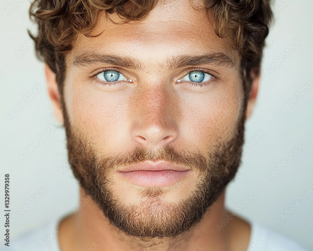 Obraz premium Man portrait close up, handsome male portrait close up