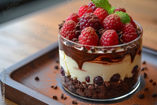 Raspberry Dessert With Chocolate Touch