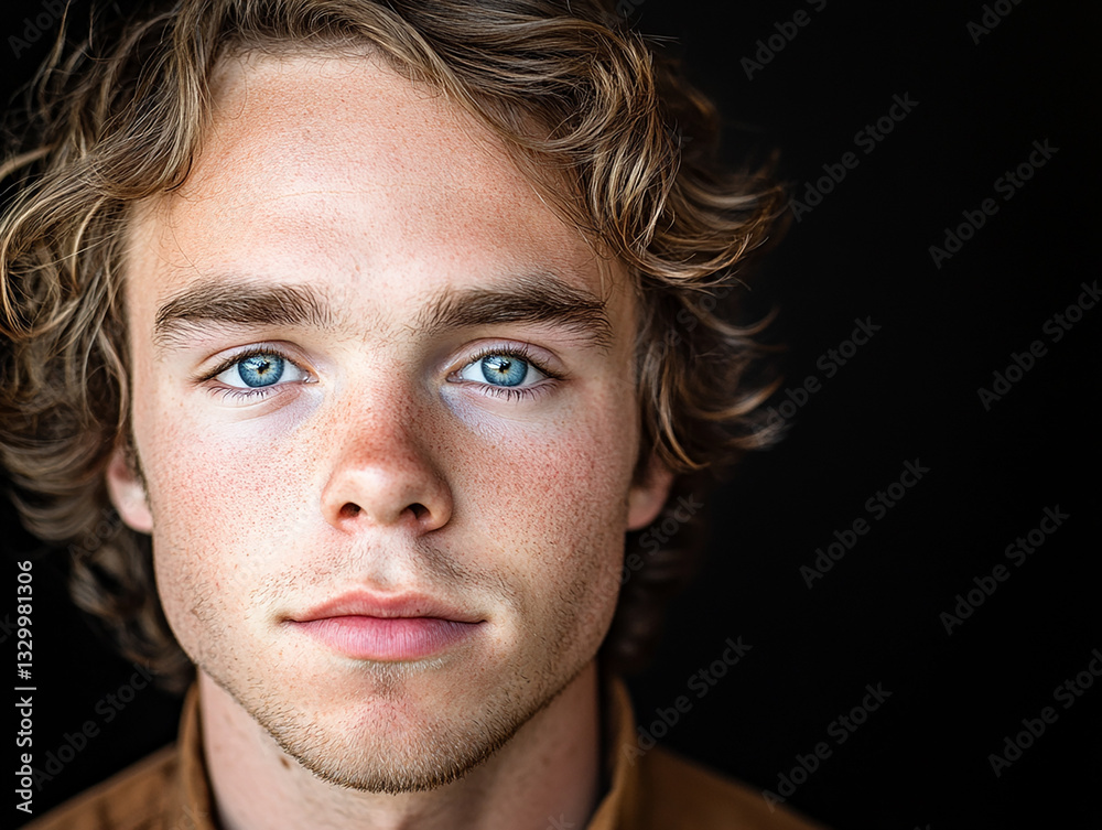 Fototapeta premium Man portrait close up, handsome male portrait close up