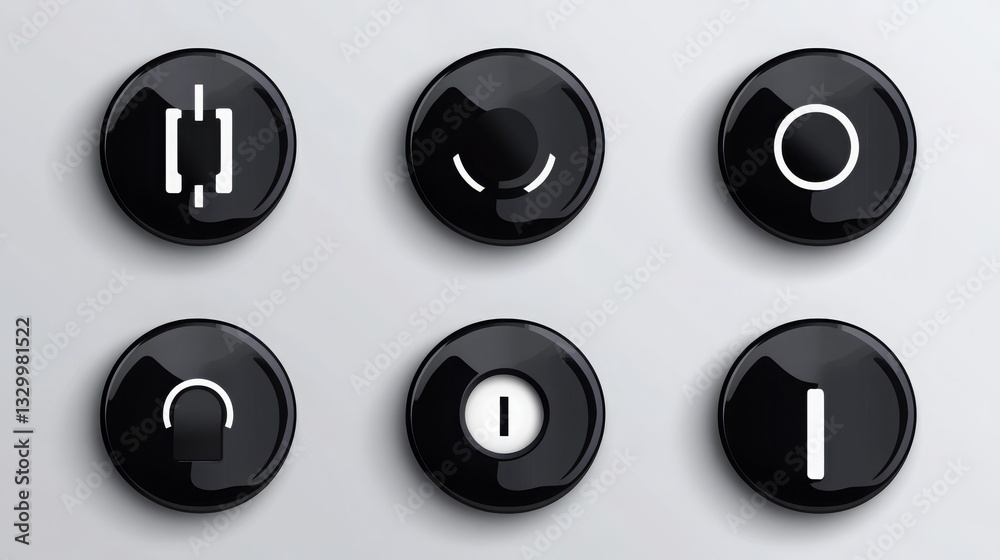 Power button icons: ON/OFF set, black flat design, electricity switch, sticker, badge. Editable vector. Power button icons: ON/OFF set, black flat design, electricity switch, sticker, badge. Editable vector.