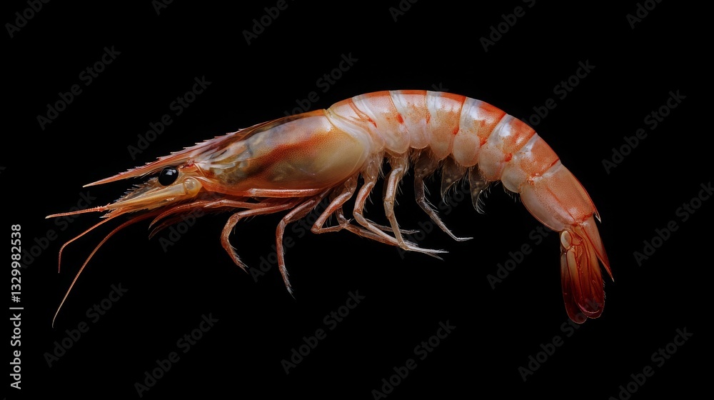 Red boiled shrimp/tiger prawn on a black background. Clipping path, no shadow. Red boiled shrimp/tiger prawn on a black background. Clipping path, no shadow.