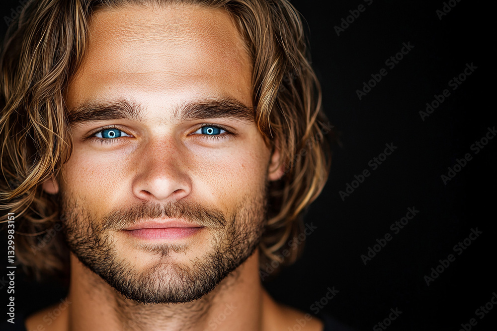Obraz premium Man portrait close up, handsome male portrait close up