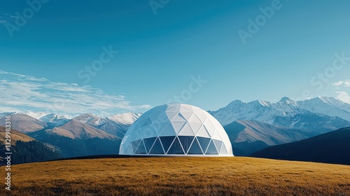 Sustainable geodesic dome house with minimal aesthetics, Sustainable Housing, Minimalist futuristic nature