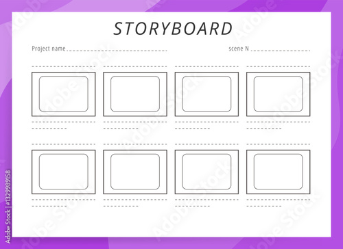 Simple Storyboard Isolated in White, Purple Vector Background 