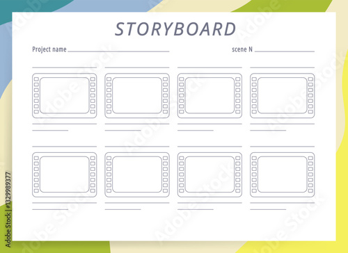 Storyboard Empty Vector Background with Dashed Line