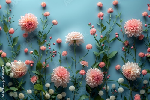 Obraz na płótnie Vertical Floral Arrangement On Blue w salonie