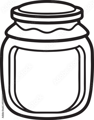 honey jar line art, black outline, vector and illustration, coloring book page line art drawing