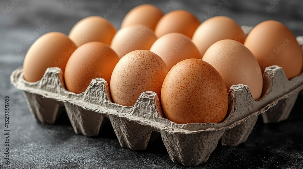 Farm Fresh Brown Eggs in Cardboard Tray AI generated Farm Fresh Brown Eggs in Cardboard Tray AI generated
