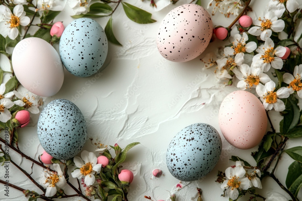 Spring Easter Eggs And Blossoms