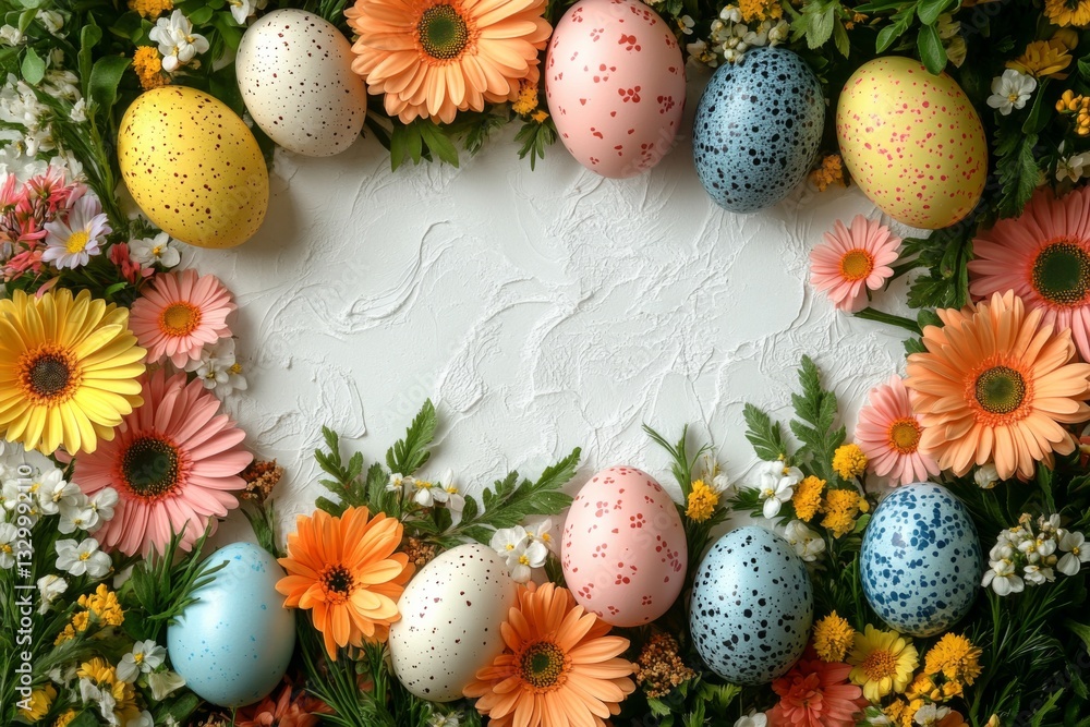 Speckled Easter Eggs With Blossoms