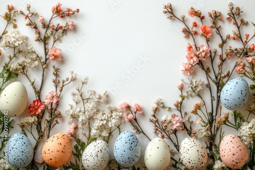 Obraz na płótnie Easter Eggs Among Blossoming Branches w salonie