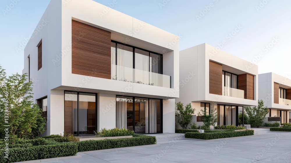 Modern apartment complex with minimalistic facade and clean structure, Property Investment, Minimalist rental market Modern apartment complex with minimalistic facade and clean structure, Property Investment, Minimalist rental market