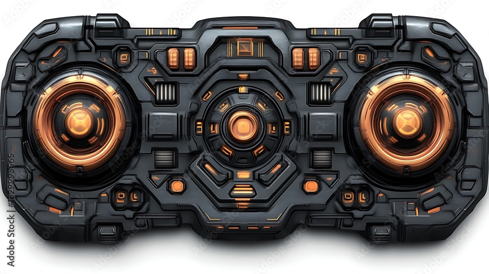 Futuristic Control Panel With Orange Accents Futuristic Control Panel With Orange Accents