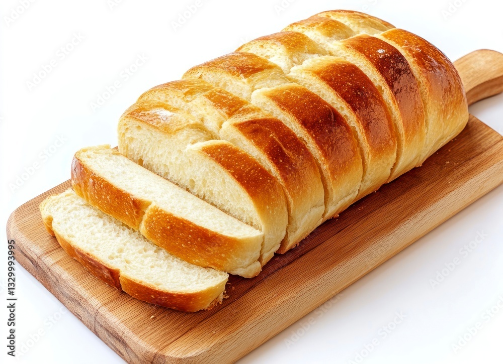 Sliced Braided Bread Loaf on Wooden Board Freshly Baked Food Sliced Braided Bread Loaf on Wooden Board Freshly Baked Food