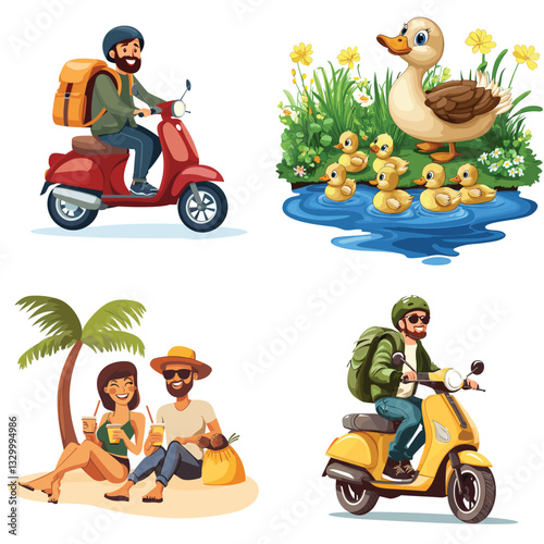 boy and girl riding scooter