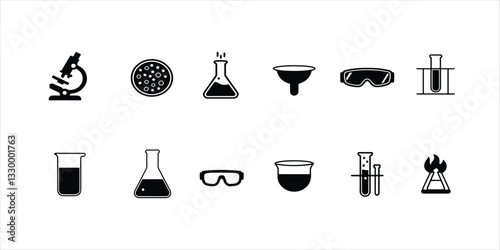 science laboratory icon set illustration on white background. chemistry lab icon.