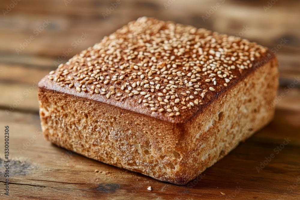 Fresh Baked Sesame Bread on Wooden Surface Close Up Fresh Baked Sesame Bread on Wooden Surface Close Up