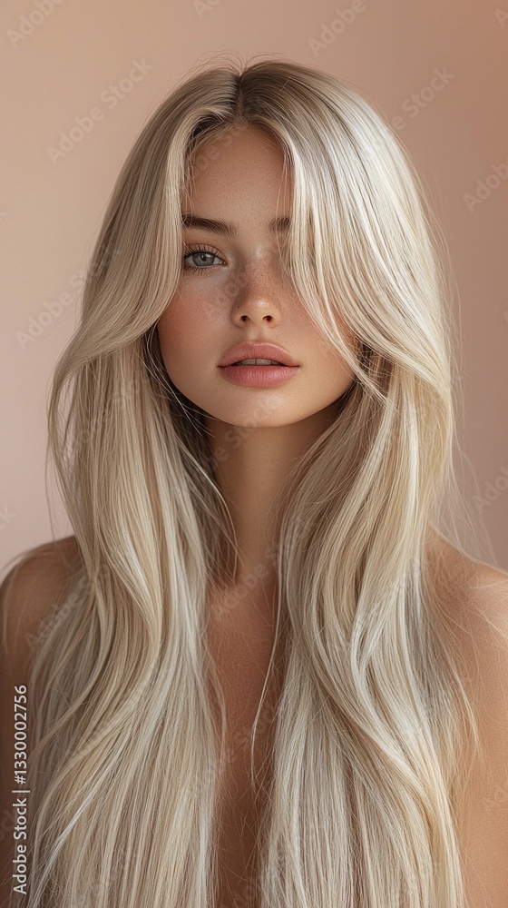 A blonde woman with long hair and a pale skin tone A blonde woman with long hair and a pale skin tone