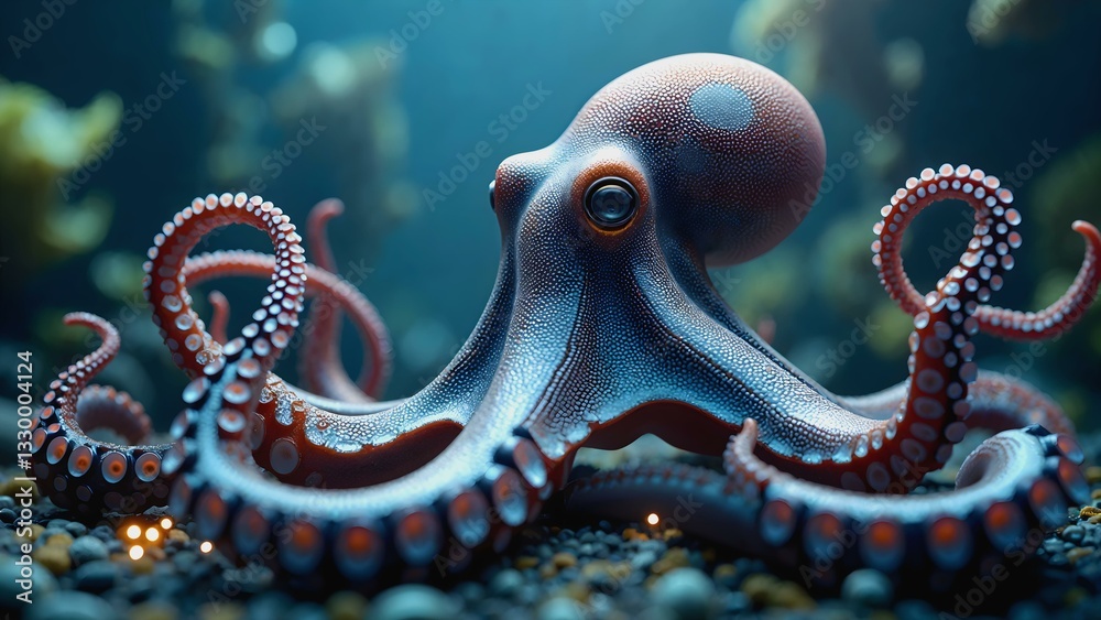 Obraz premium Futuristic octopus symbolizing innovation and the blend of marine life with technology