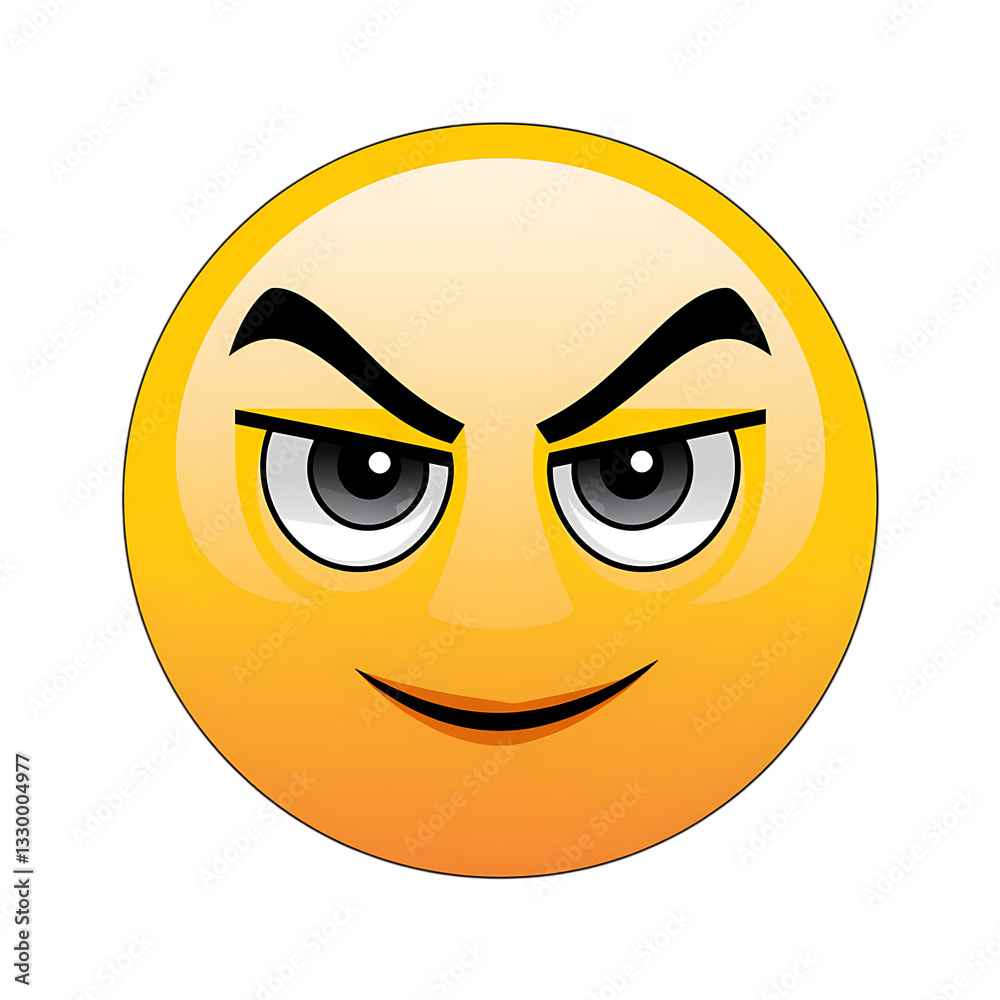 Fototapeta premium Sly face emoji with smirk