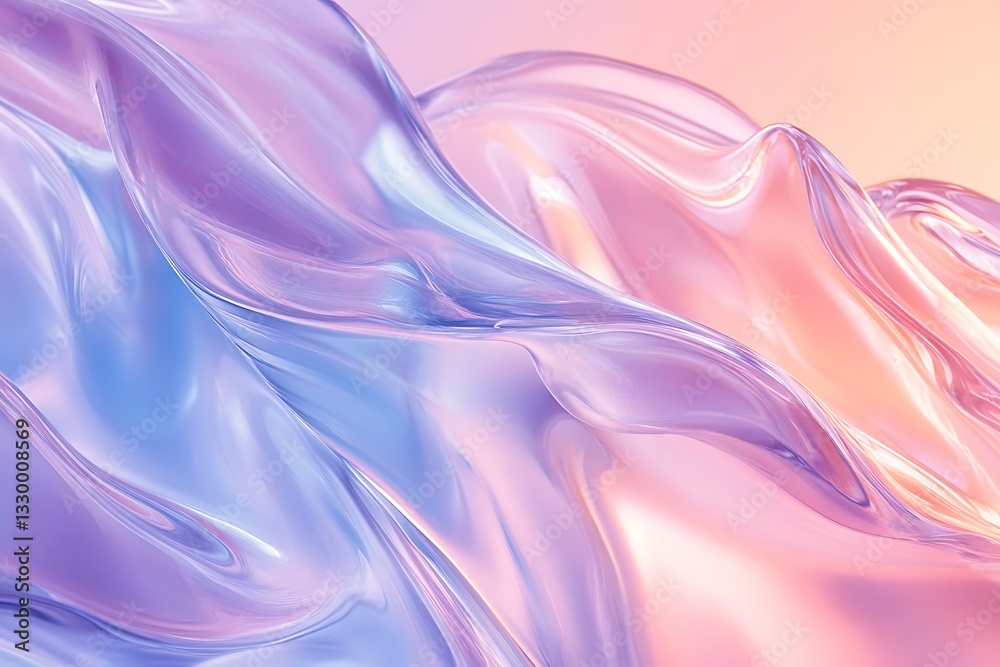 Obraz premium Soft 3D Glass Waves – Pastel Translucent Fluid Curves with Dreamy Glow