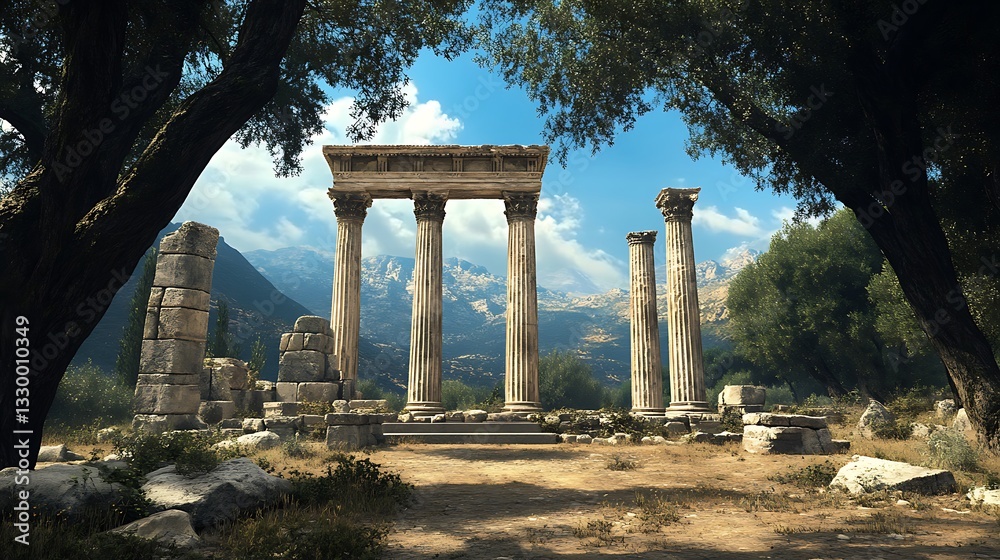 Fototapeta premium Ancient Greek Parthenon standing tall beneath a bright blue sky image