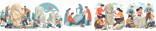 Vector of a person carving stone.