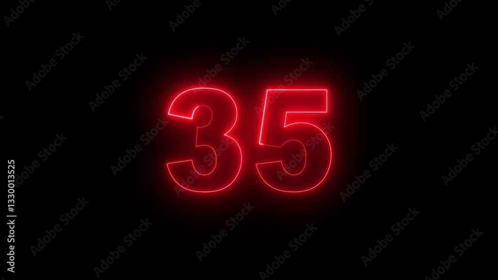 Abstract neon countdown 35 number 4k animation. Neon number 35 with alpha channel, Energy red neon 35 number animation . Abstract neon countdown 35 number 4k animation. Neon number 35 with alpha channel, Energy red neon 35 number animation .