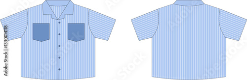 Boxy Short Sleeve Striped Shirt streetwear Mockup Vector Set