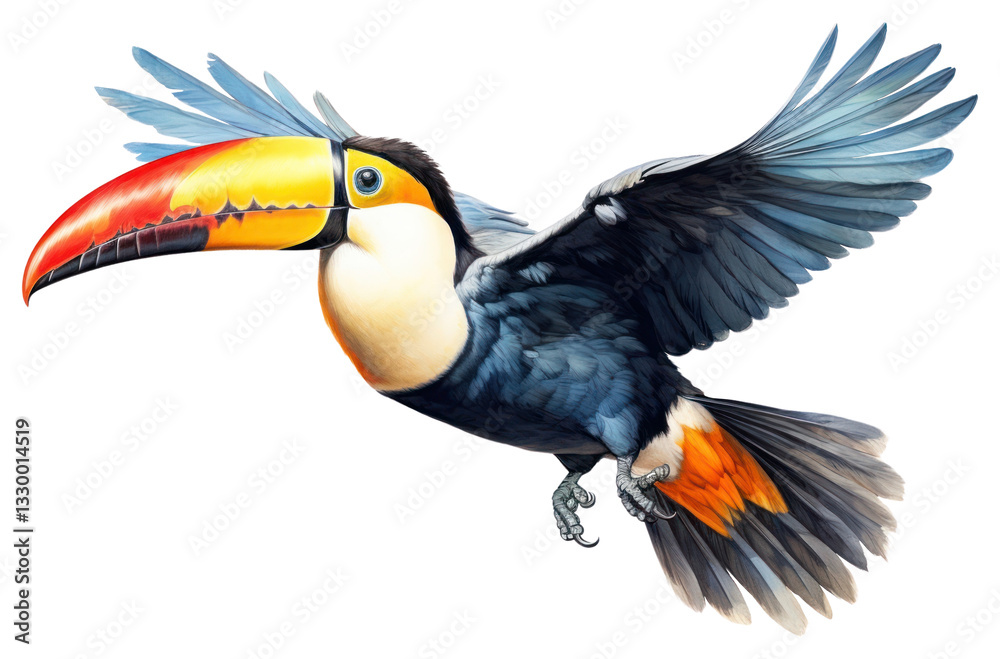 Naklejka premium PNG Toucan toco bird toucan animal flying.